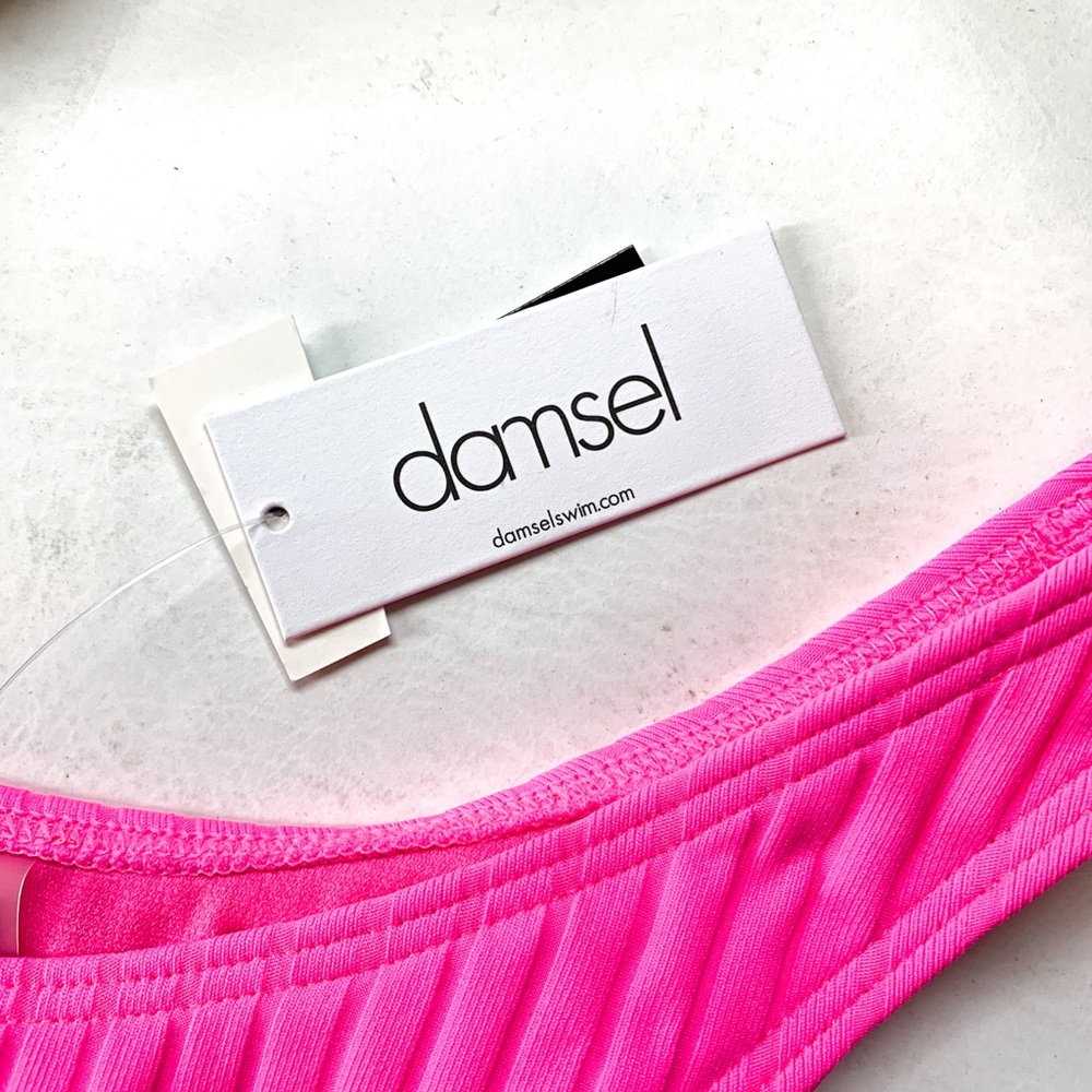 Damsel Bikini Bottom Ribbed High Leg Coverage - Picture 3 of 6